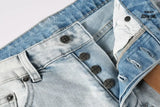 Calça Jeans Ksubi Azul Claro Destroyed Logo Lateral