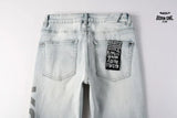 Calça Jeans Ksubi Azul Claro Destroyed Logo Lateral
