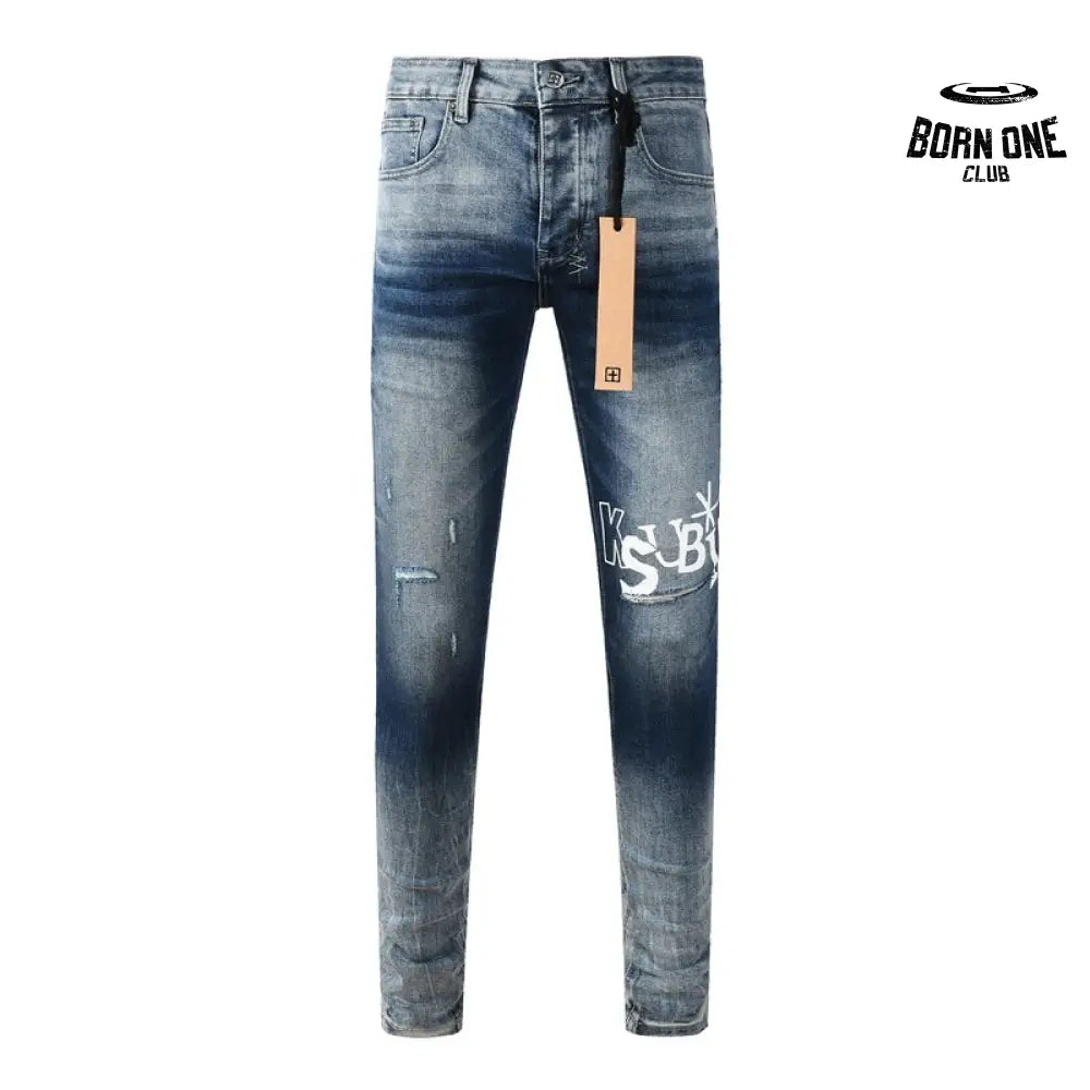 Calça Jeans Ksubi Azul Escuro Degradê Logo