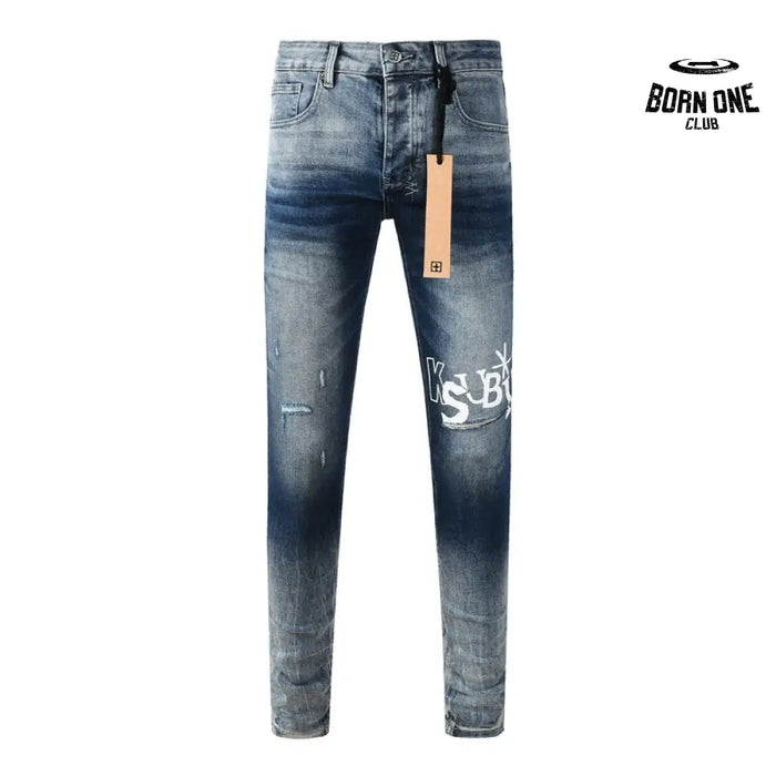 Calça Jeans Ksubi Azul Escuro Degradê Logo