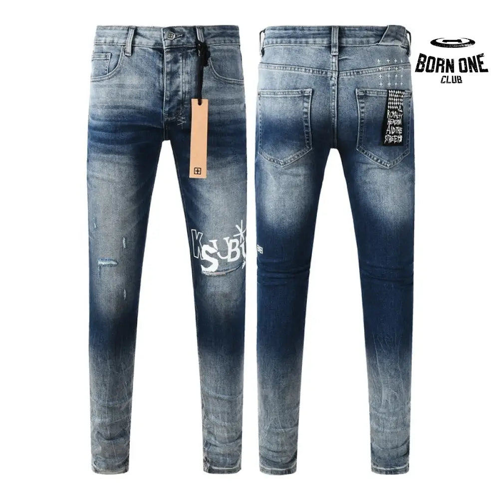 Calça Jeans Ksubi Azul Escuro Degradê Logo