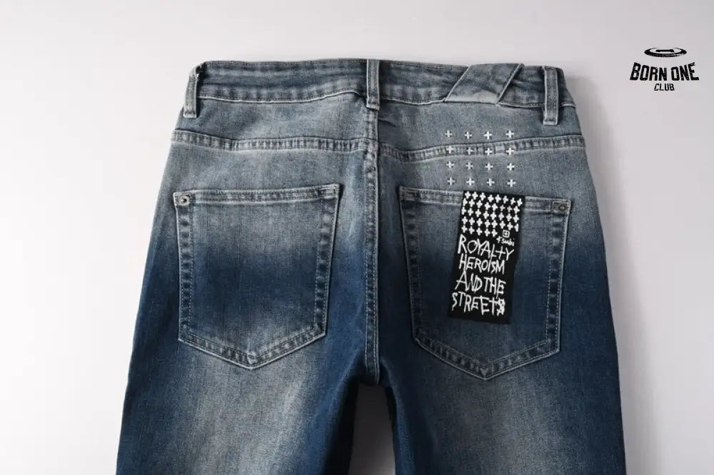 Calça Jeans Ksubi Azul Escuro Degradê Logo