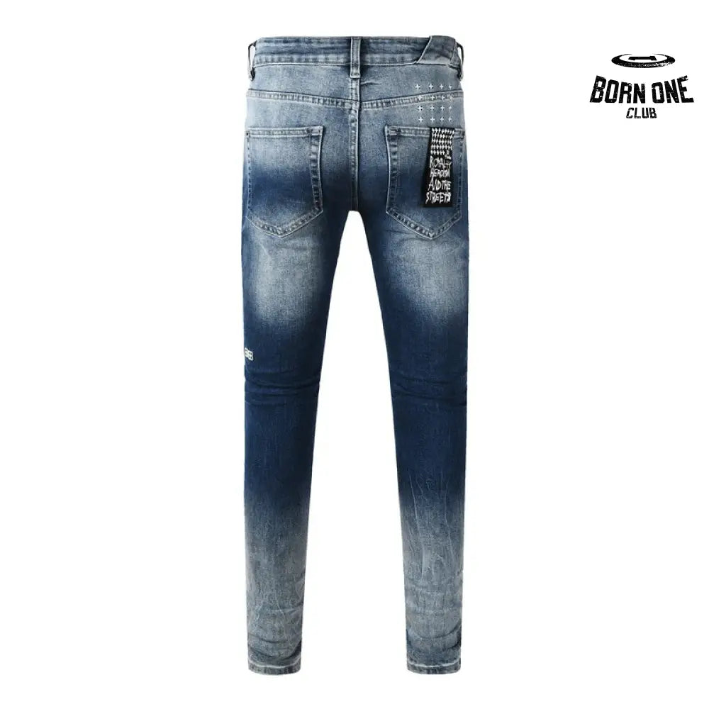 Calça Jeans Ksubi Azul Escuro Degradê Logo