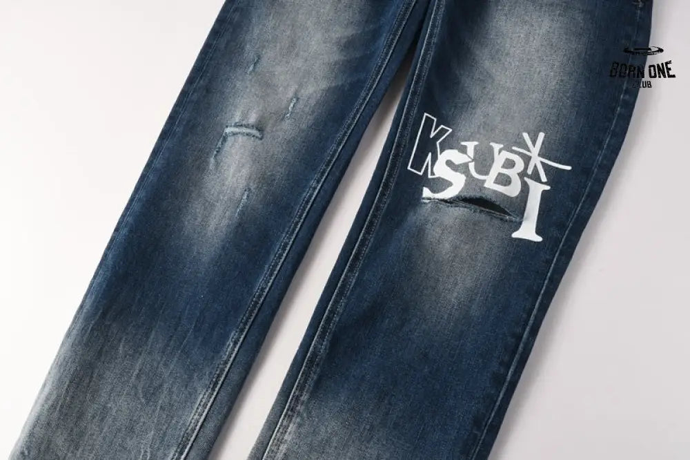 Calça Jeans Ksubi Azul Escuro Degradê Logo
