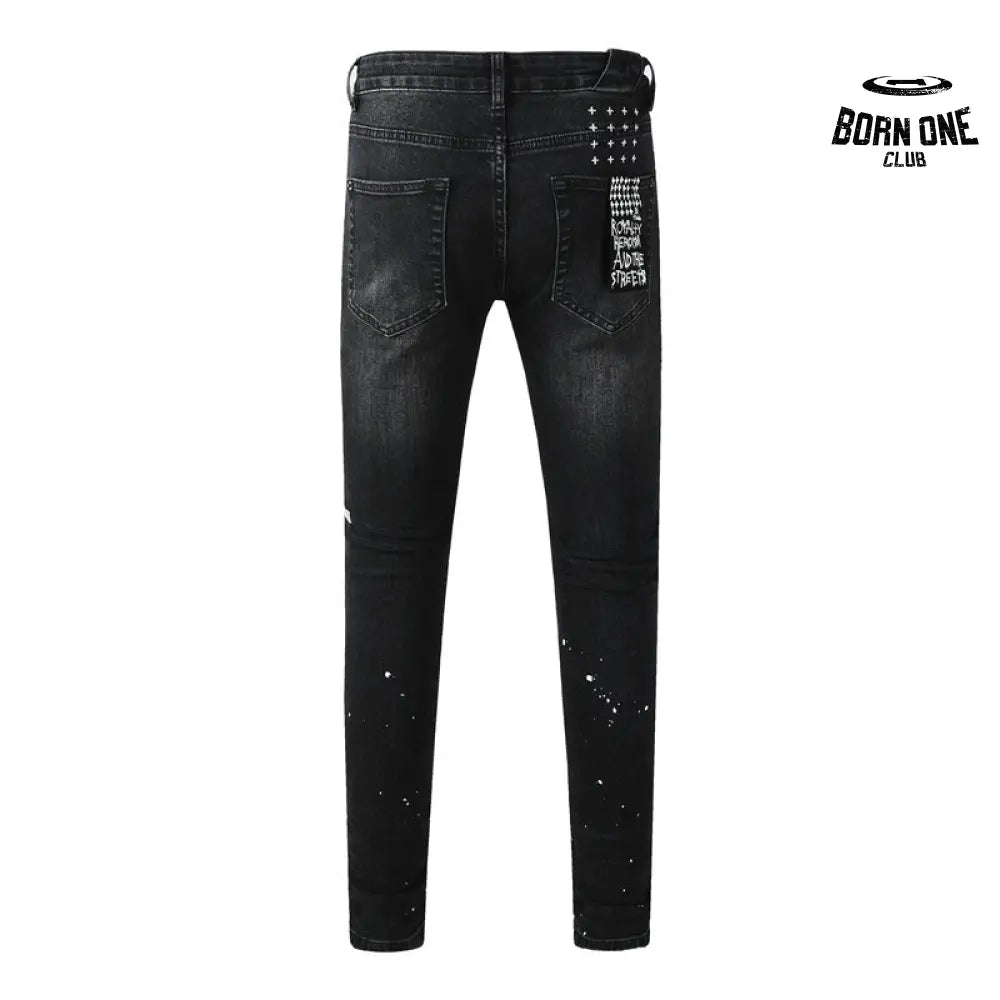 Calça Jeans Ksubi Preta Respingos de Tinta