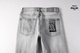 Calça Jeans Ksubi Cinza Claro Destroyed