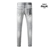 Calça Jeans Ksubi Cinza Claro Destroyed