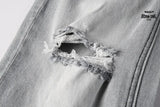 Calça Jeans Ksubi Cinza Claro Destroyed