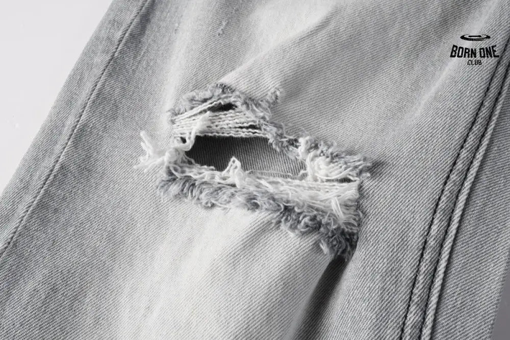 Calça Jeans Ksubi Cinza Claro Destroyed