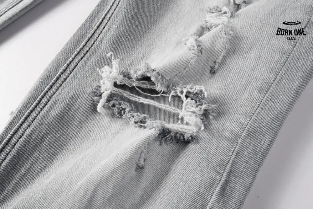 Calça Jeans Ksubi Cinza Claro Destroyed