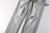 Calça Jeans Ksubi Cinza Claro Destroyed