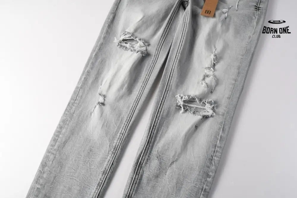 Calça Jeans Ksubi Cinza Claro Destroyed