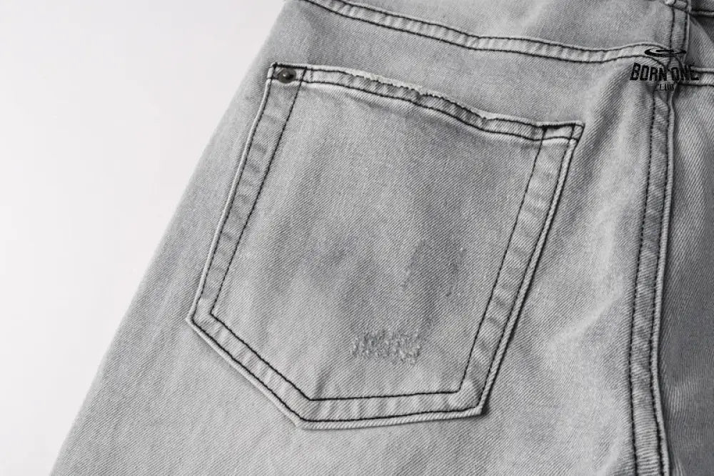 Calça Jeans Ksubi Cinza Claro Destroyed