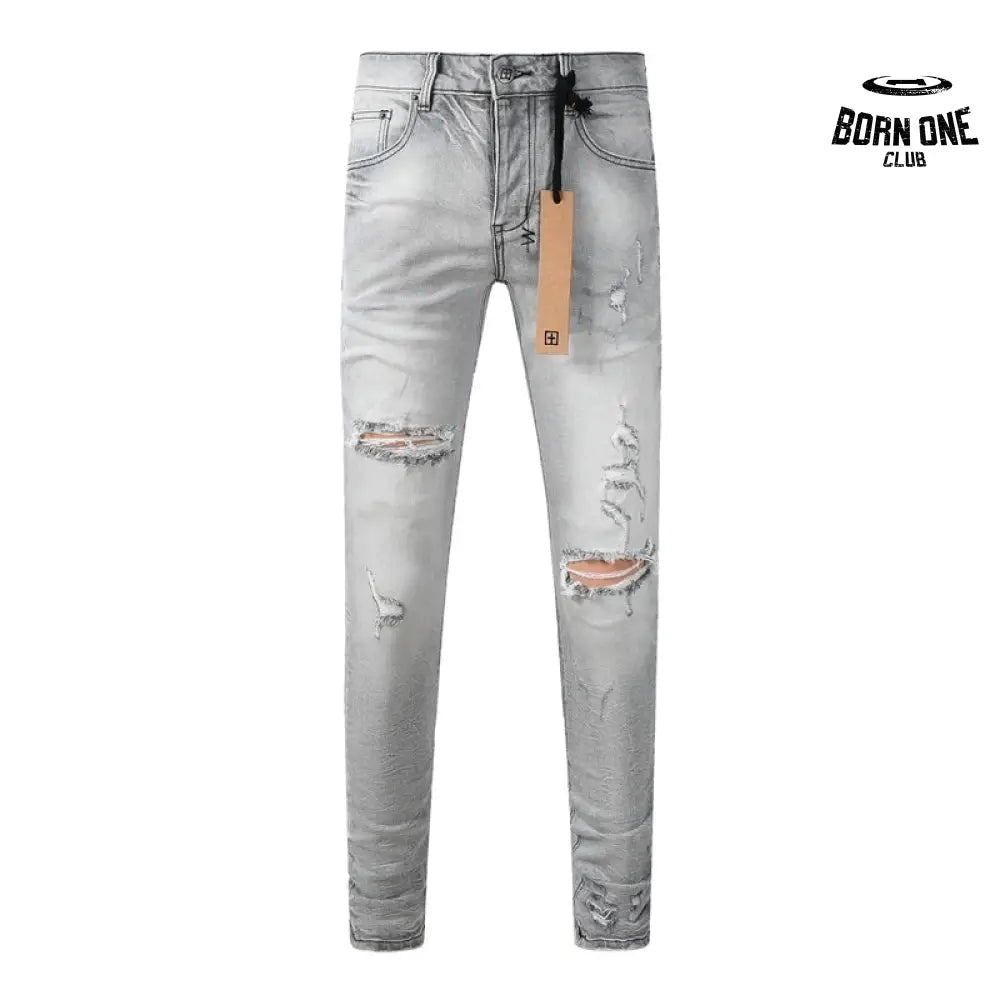 Calça Jeans Ksubi Cinza Claro Destroyed