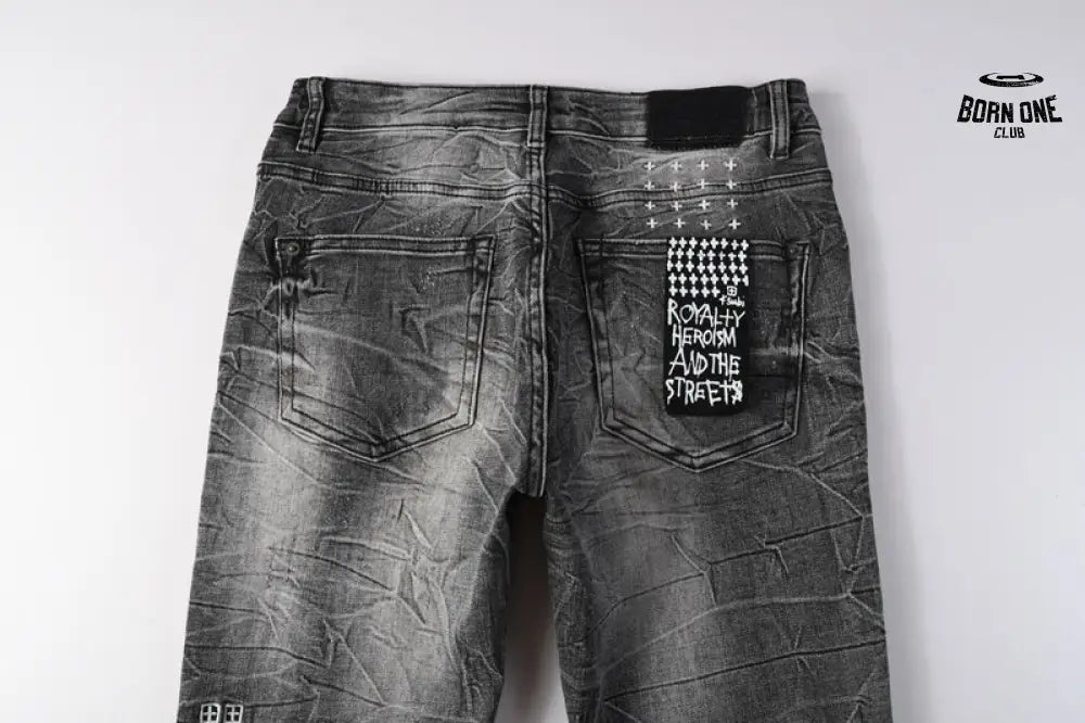 Calça Jeans Ksubi Cinza Lavada Destroyed