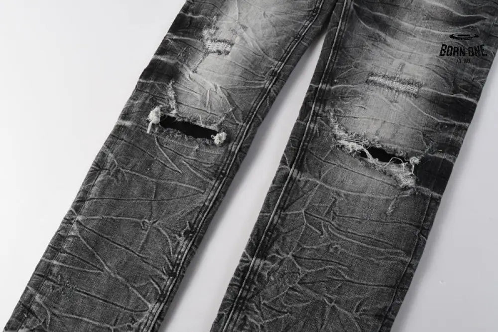 Calça Jeans Ksubi Cinza Lavada Destroyed