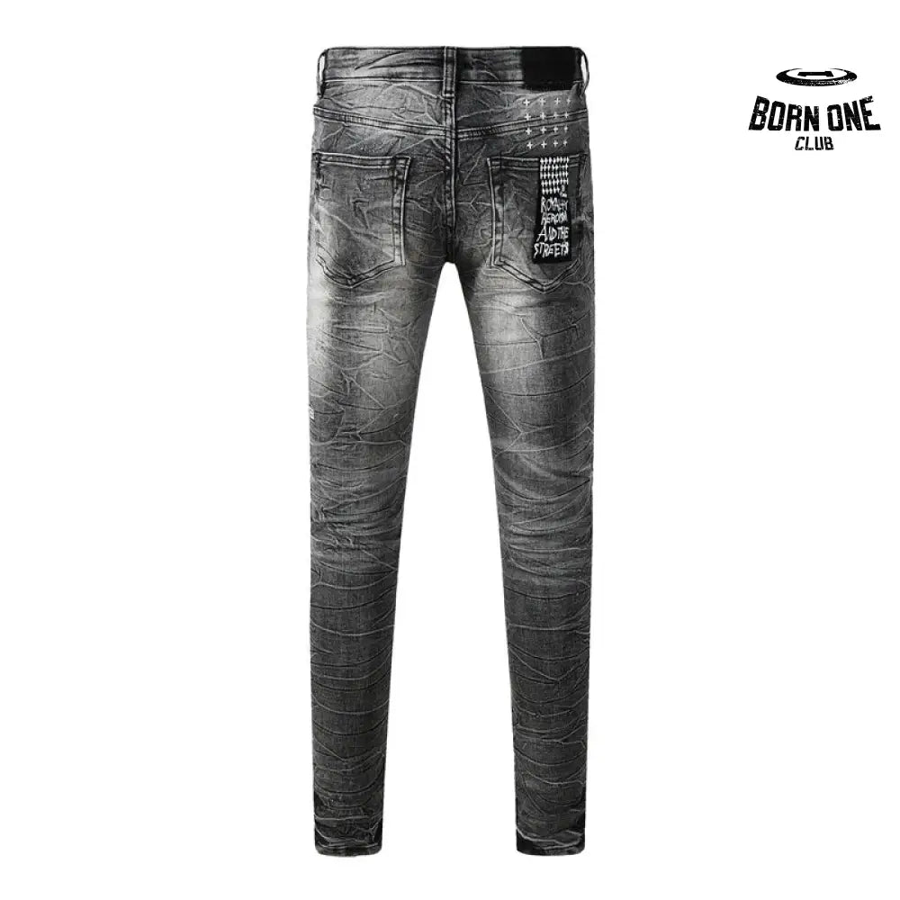 Calça Jeans Ksubi Cinza Lavada Destroyed
