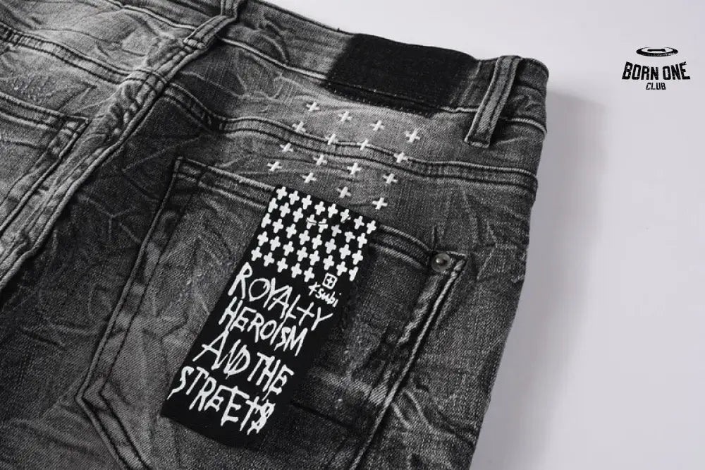 Calça Jeans Ksubi Cinza Lavada Destroyed