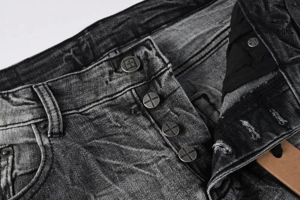 Calça Jeans Ksubi Cinza Lavada Destroyed