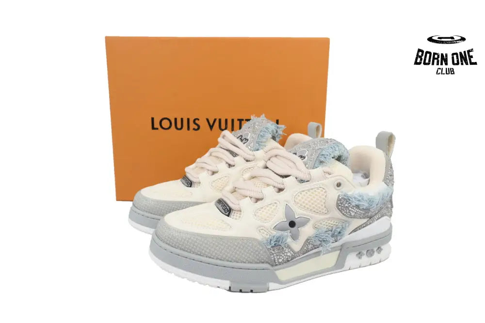 Louis Vuitton LV Skate Sneaker Horse Hair Gray White Diamond