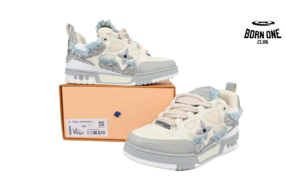 Louis Vuitton LV Skate Sneaker Horse Hair Gray White Diamond