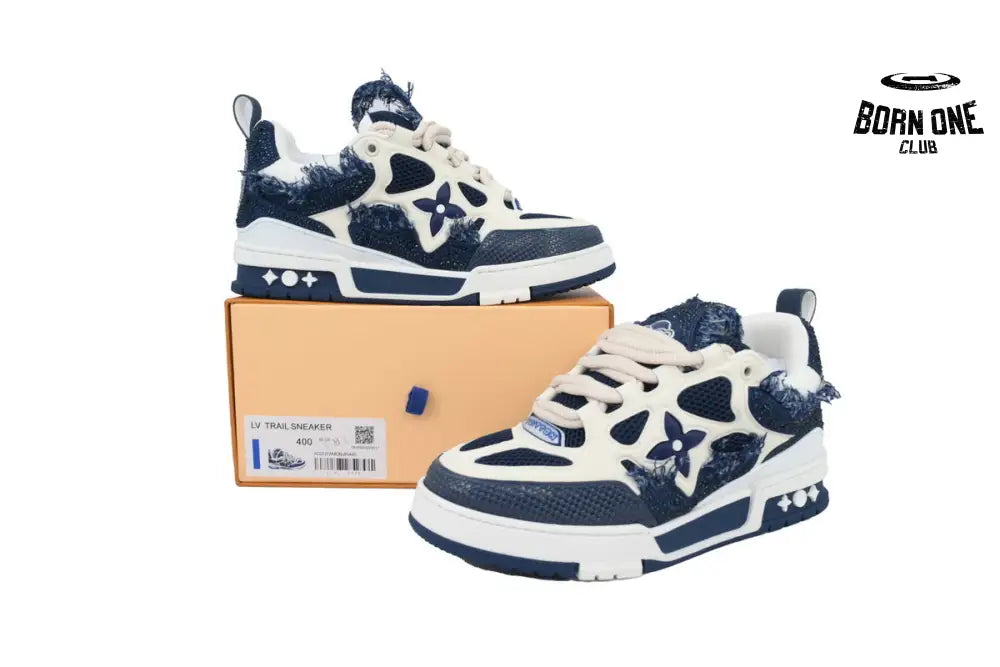 Louis Vuitton LV Skate Sneaker Horsehair Fabric Blue Diamond