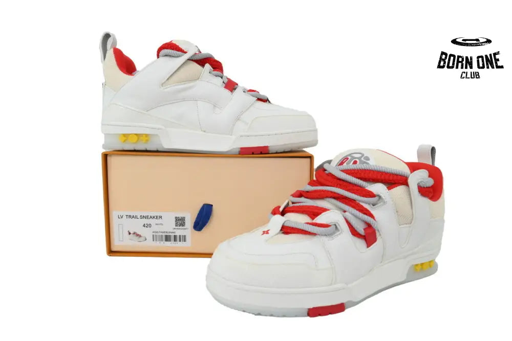 Louis Vuitton LV Skate Sneaker White And Red Flowers