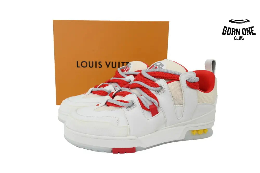 Louis Vuitton LV Skate Sneaker White And Red Flowers