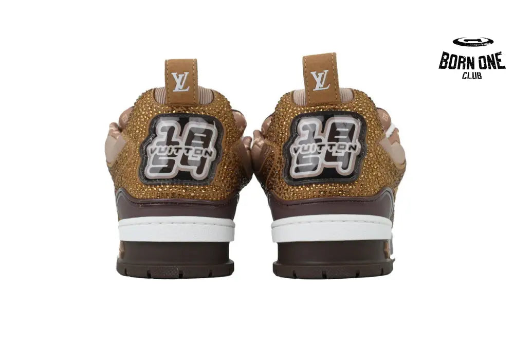 Louis Vuitton LV Skate Sneaker White Brown With Rhinestones