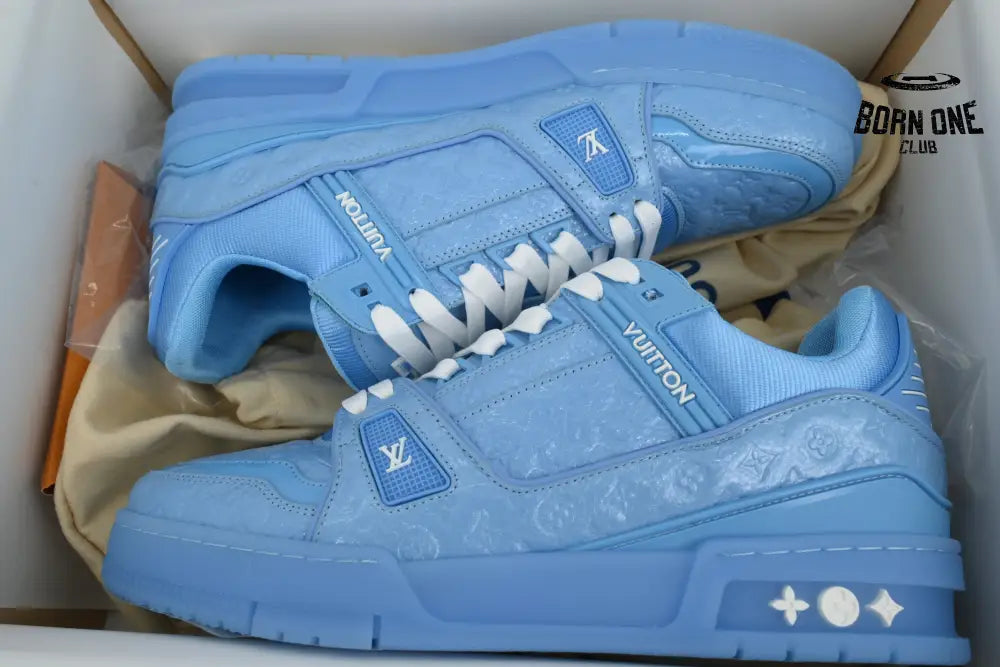 Louis Vuitton Trainer Blue Lychee Patent Leather