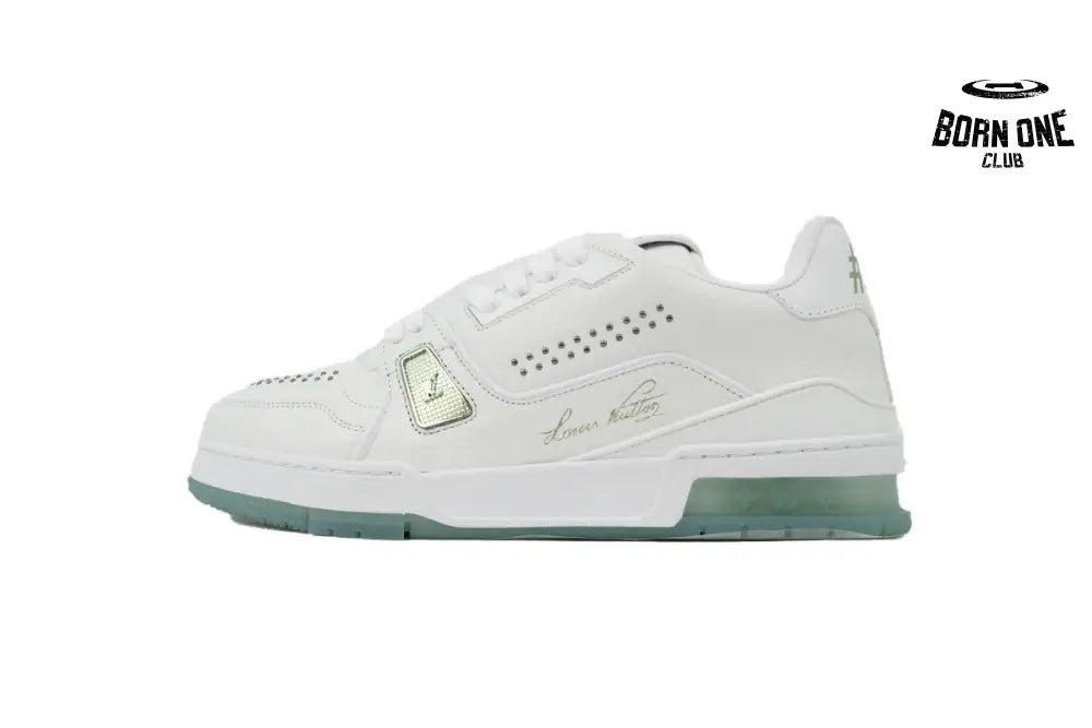 Louis Vuitton Trainer White Green Rivets