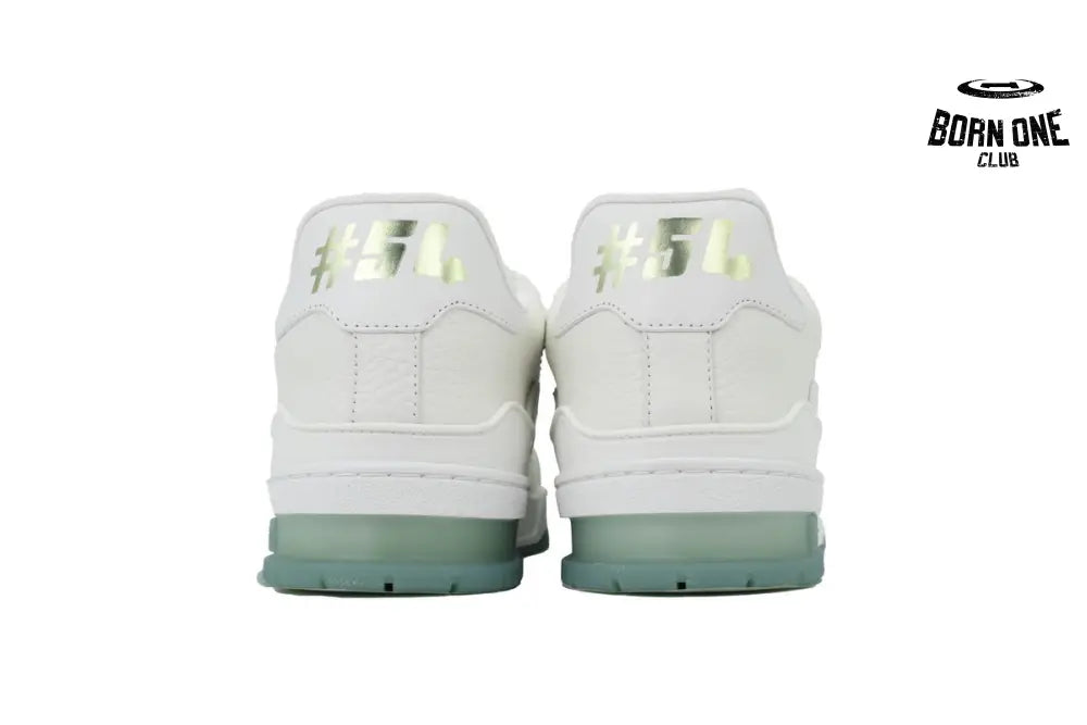 Louis Vuitton Trainer White Green Rivets