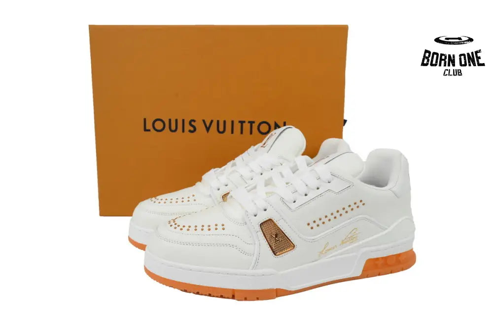 Louis Vuitton Trainer White Orange Rivet