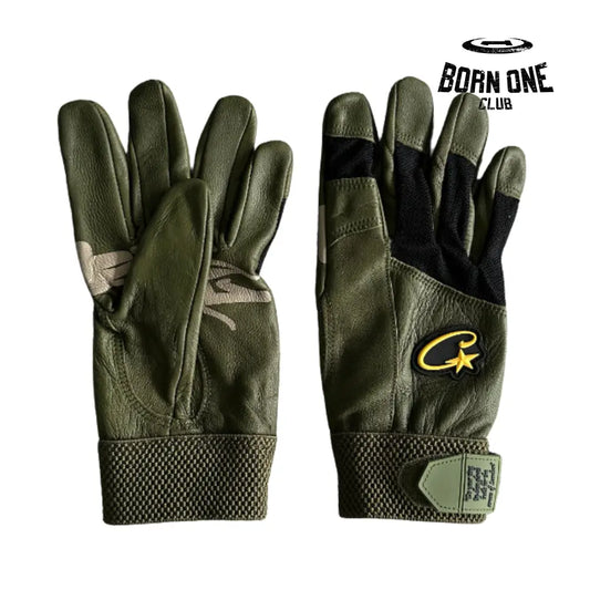 Luva Corteiz Genuine Cowhide Green Leather