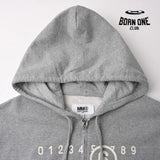 Maison Margiela Logo Print Hoodie in Grey Moletom