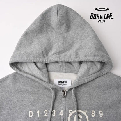 Maison Margiela Logo Print Hoodie in Grey Moletom