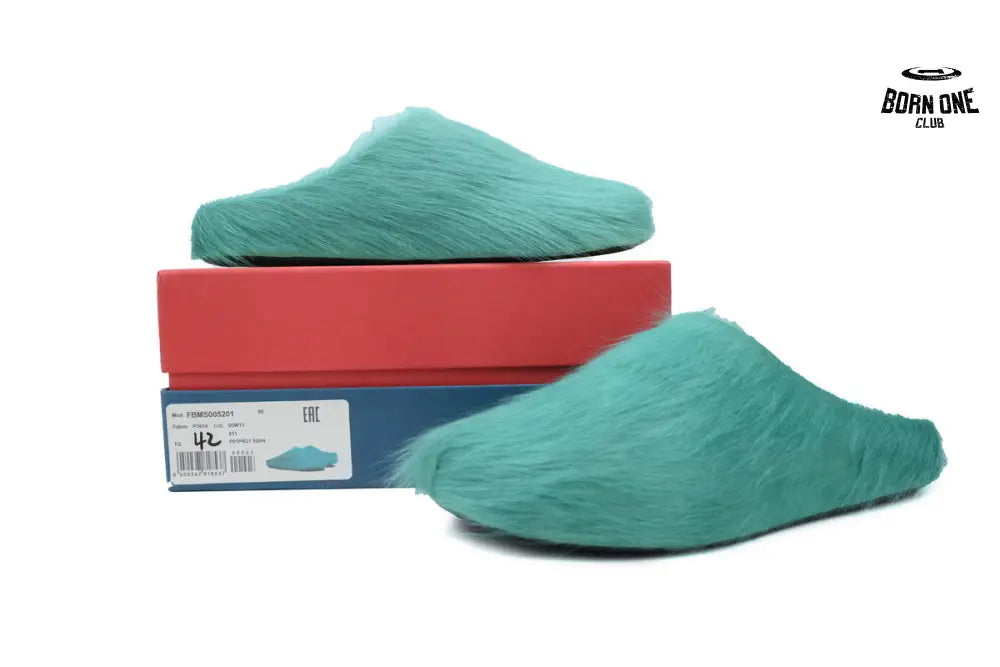 Marni Long-hair Calfskin Fussbett Sabot Green