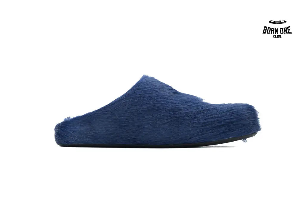 Marni Long-hair Calfskin Fussbett Sabot Navy