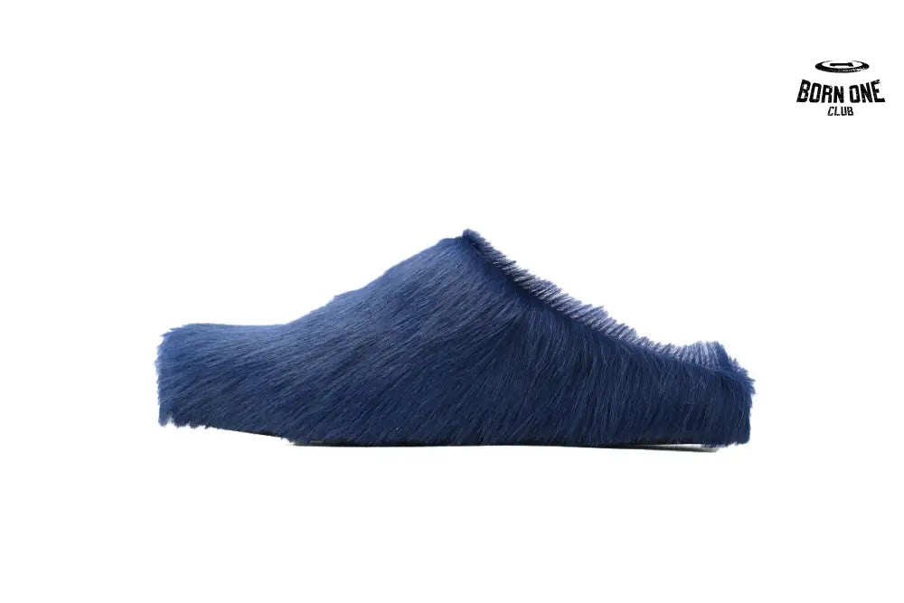 Marni Long-hair Calfskin Fussbett Sabot Navy