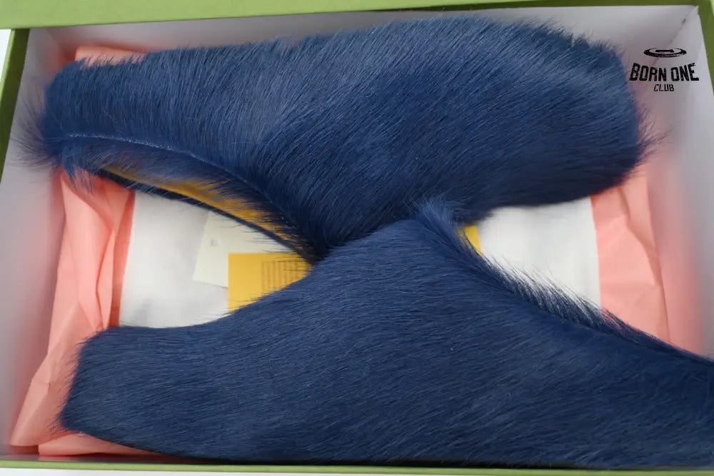 Marni Long-hair Calfskin Fussbett Sabot Navy