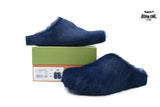 Marni Long-hair Calfskin Fussbett Sabot Navy