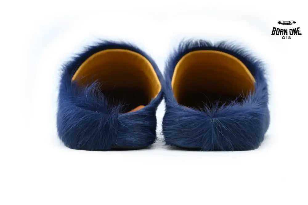 Marni Long-hair Calfskin Fussbett Sabot Navy