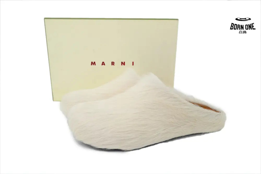 Marni Long-hair Calfskin Fussbett Sabot White