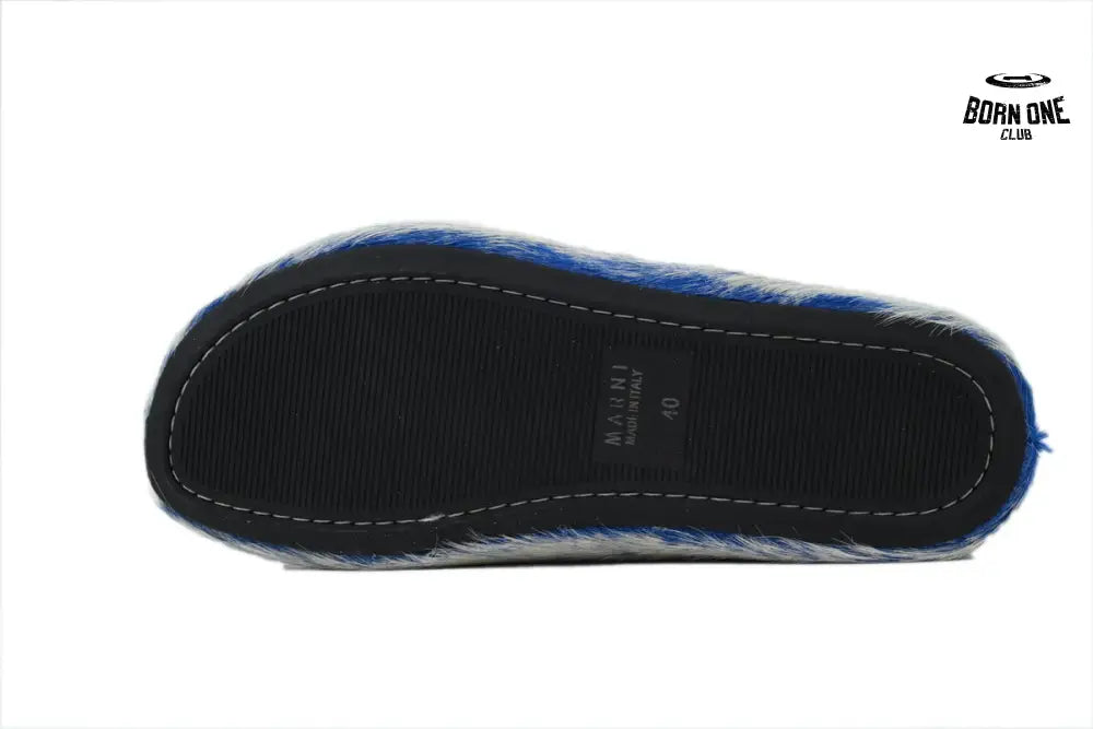 Marni Long-hair Calfskin Fussbett Tie Dye White Blue