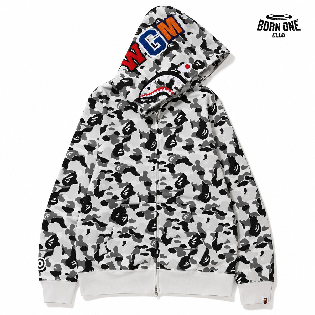 Moletom Bape Shark Full Zip Hoodie White Camo