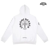 Moletom Chrome Hearts Horseshoe Cross Zip Up Hoodie White