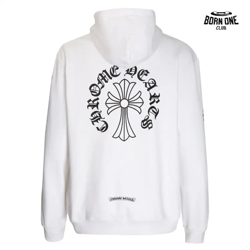Moletom Chrome Hearts Horseshoe Cross Zip Up Hoodie White