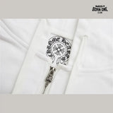 Moletom Chrome Hearts Horseshoe Cross Zip Up Hoodie White