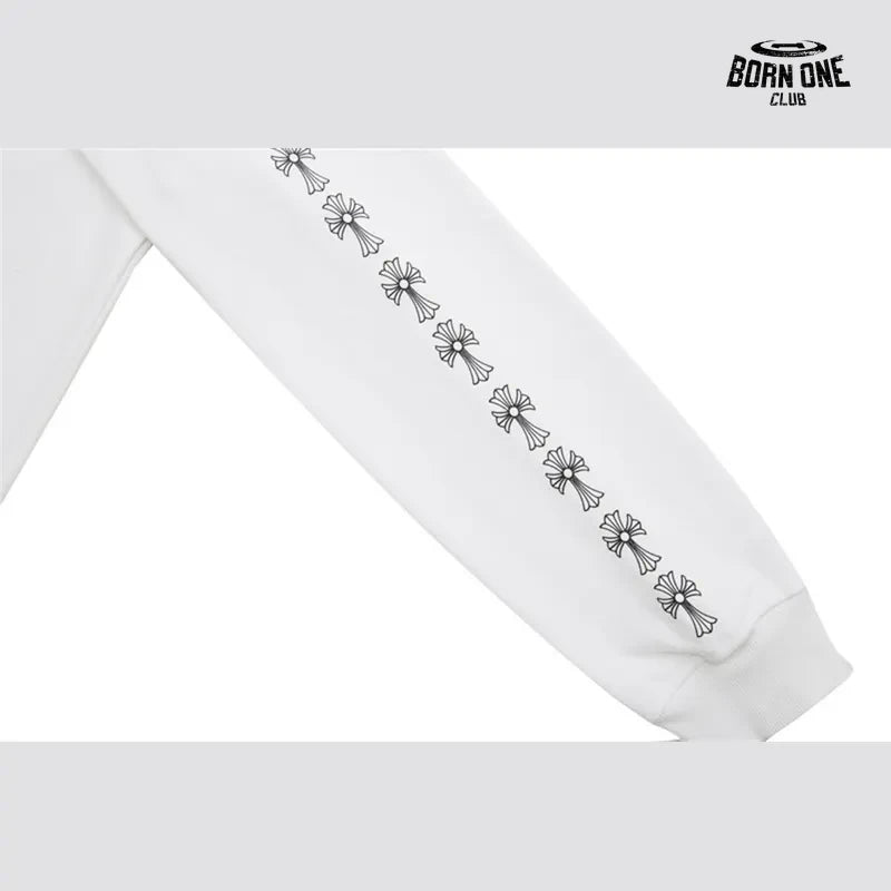 Moletom Chrome Hearts Horseshoe Cross Zip Up Hoodie White