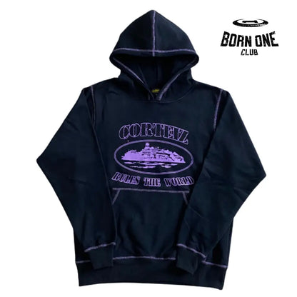 Moletom Corteiz Alcatraz Hoodie Black & Purple P